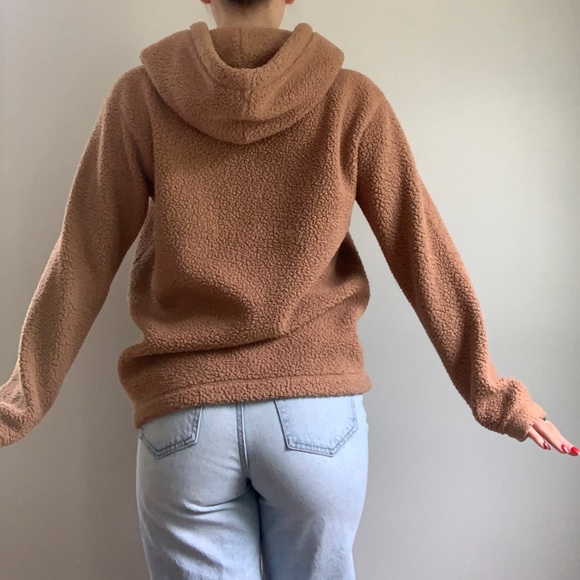 Light brown Abercrombie and Fitch Sherpa hoodie - Picture 7 of 11